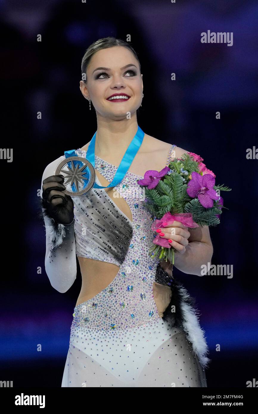Third place, Belgium's Loena Hendrickx poses during the victory