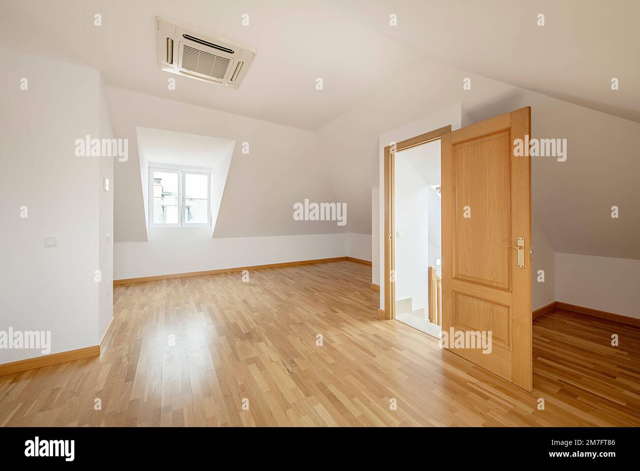Spacious room in the attic floor of a single-family home with skylights ...