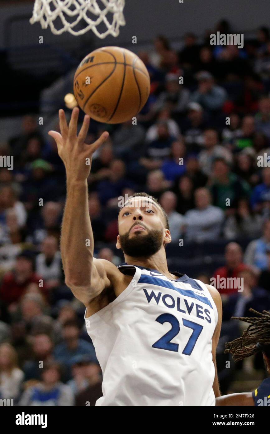 Minnesota Timberwolves center Rudy Gobert shoots during an NBA ...