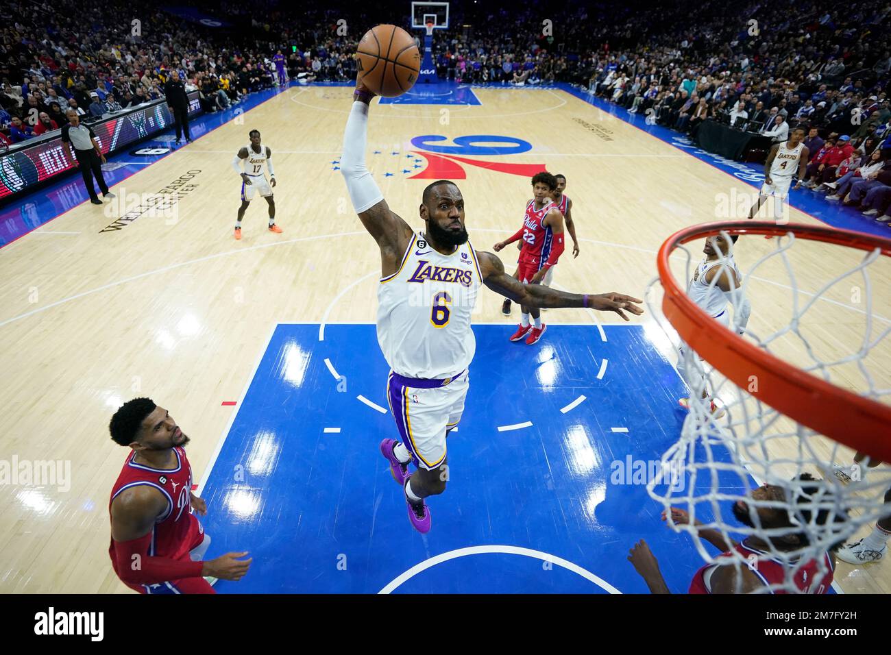 Los Angeles Lakers' LeBron James goes up for a dunk during the first ...