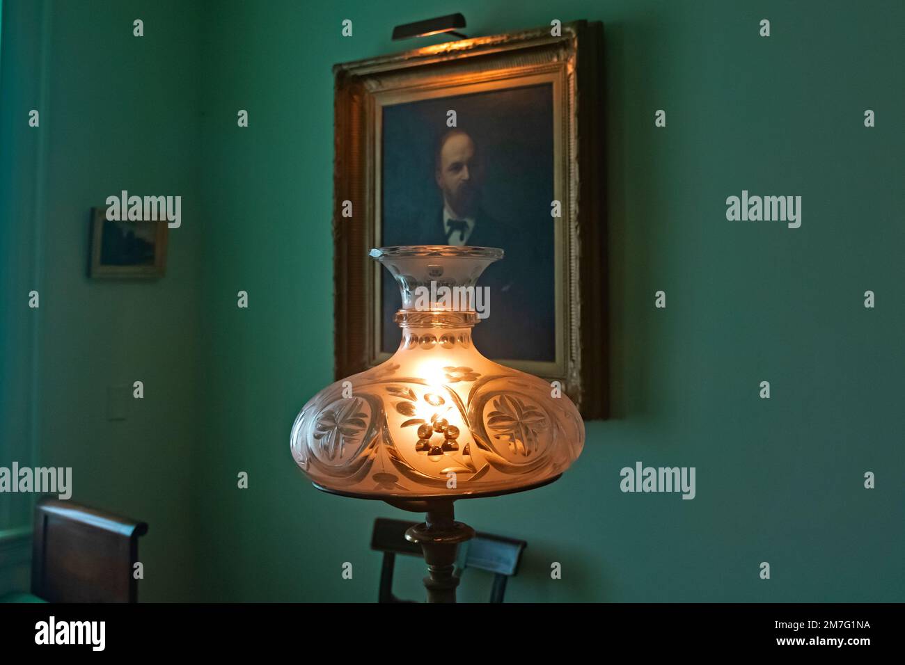 Lamp for lighting and portrait. Hagley Museum, Wilmington, Delaware, USA Stock Photo