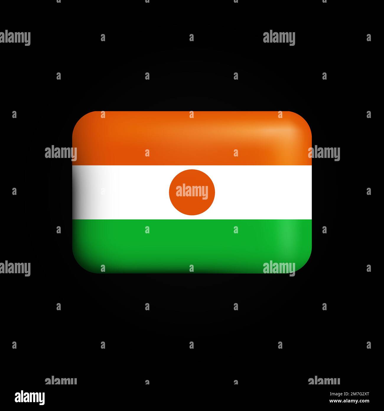 Niger Flag 3D Icon. National Flag of Niger. Vector illustration Stock