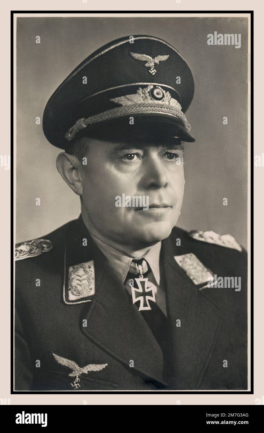 KESSELRING NAZI 1930’s Propaganda Portrait of leading Nazi Albert Kesselring a German Generalfeldmarschall of the Luftwaffe during World War II who was subsequently convicted of war crimes. 1939 Nazi Germany Stock Photo