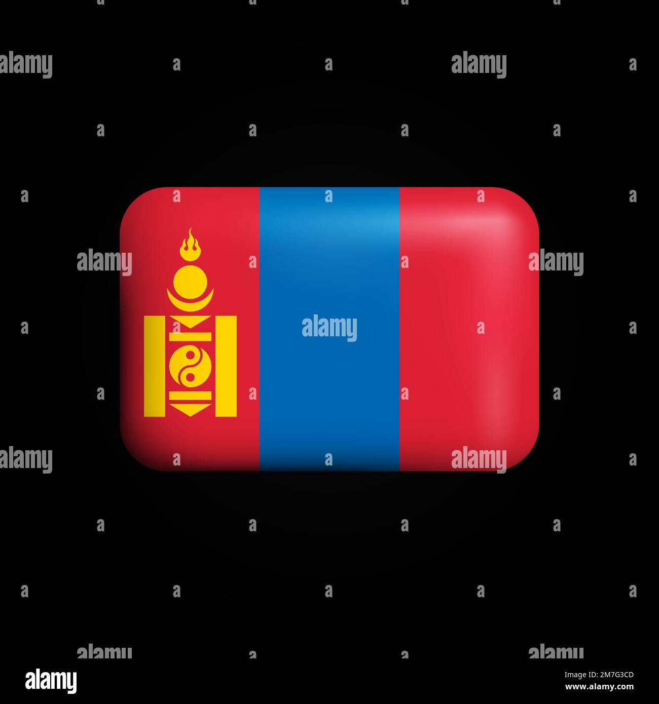 Mongolia Flag 3D Icon. National Flag of Mongolia. Vector illustration Stock Vector