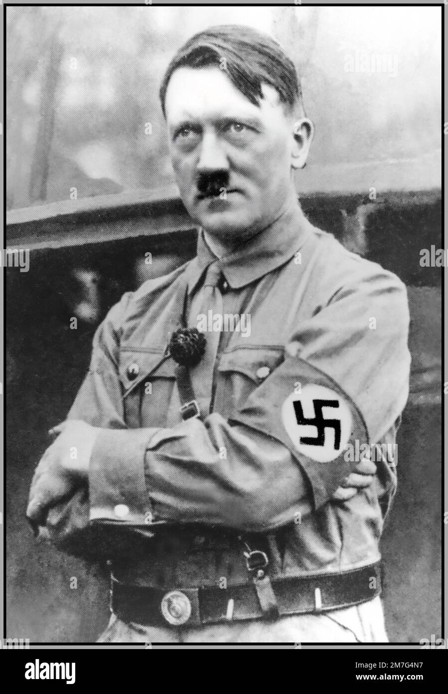ARCHIVE 1932 Adolf Hitler NSDAP in SA uniform wearing a swastika armband at a political rally to decide the Reich presidential elections Hitler subsequently became Chancellor of Germany. The rise to power. 1930s Nazi Germany Stock Photo