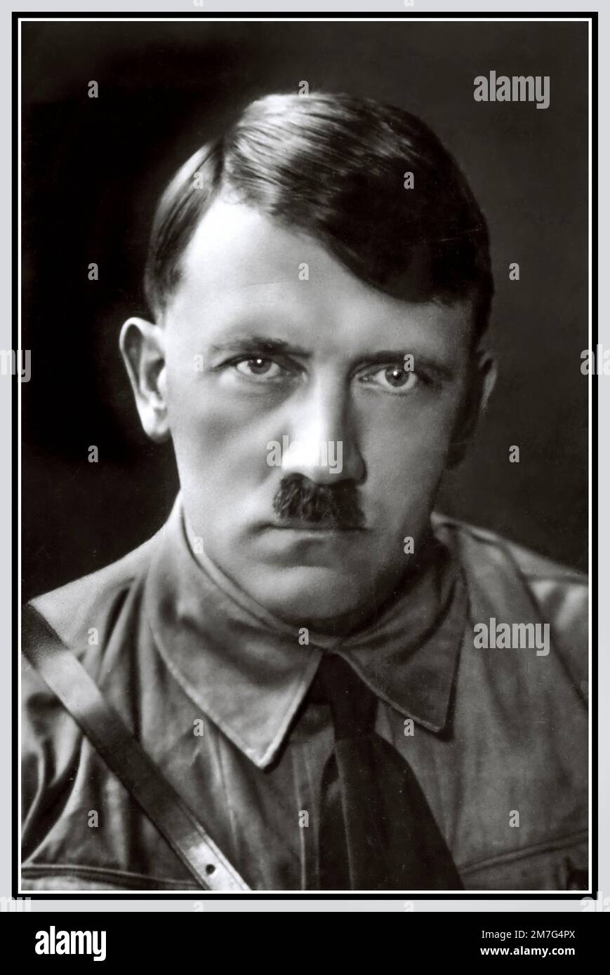Adolf Hitler portrait in NSDAP Sturmabteilung Nazi uniform in the pre-war 1930's photographed by Hoffmann for his book Mein Kampf Stock Photo