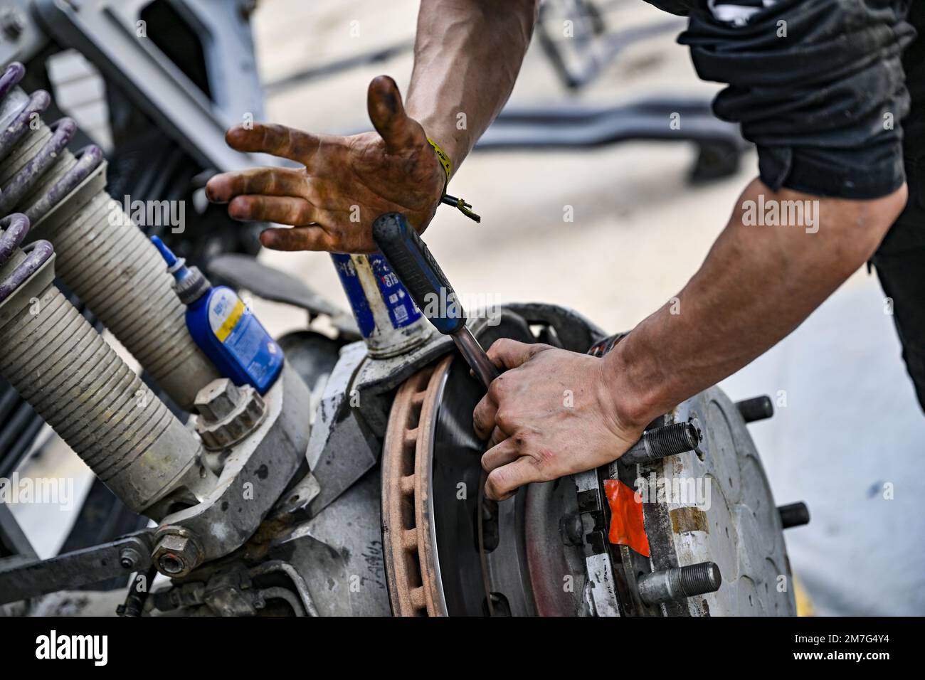 mechanic, mecanicien during the Stage 6 of the Dakar 2023 between Hail ...