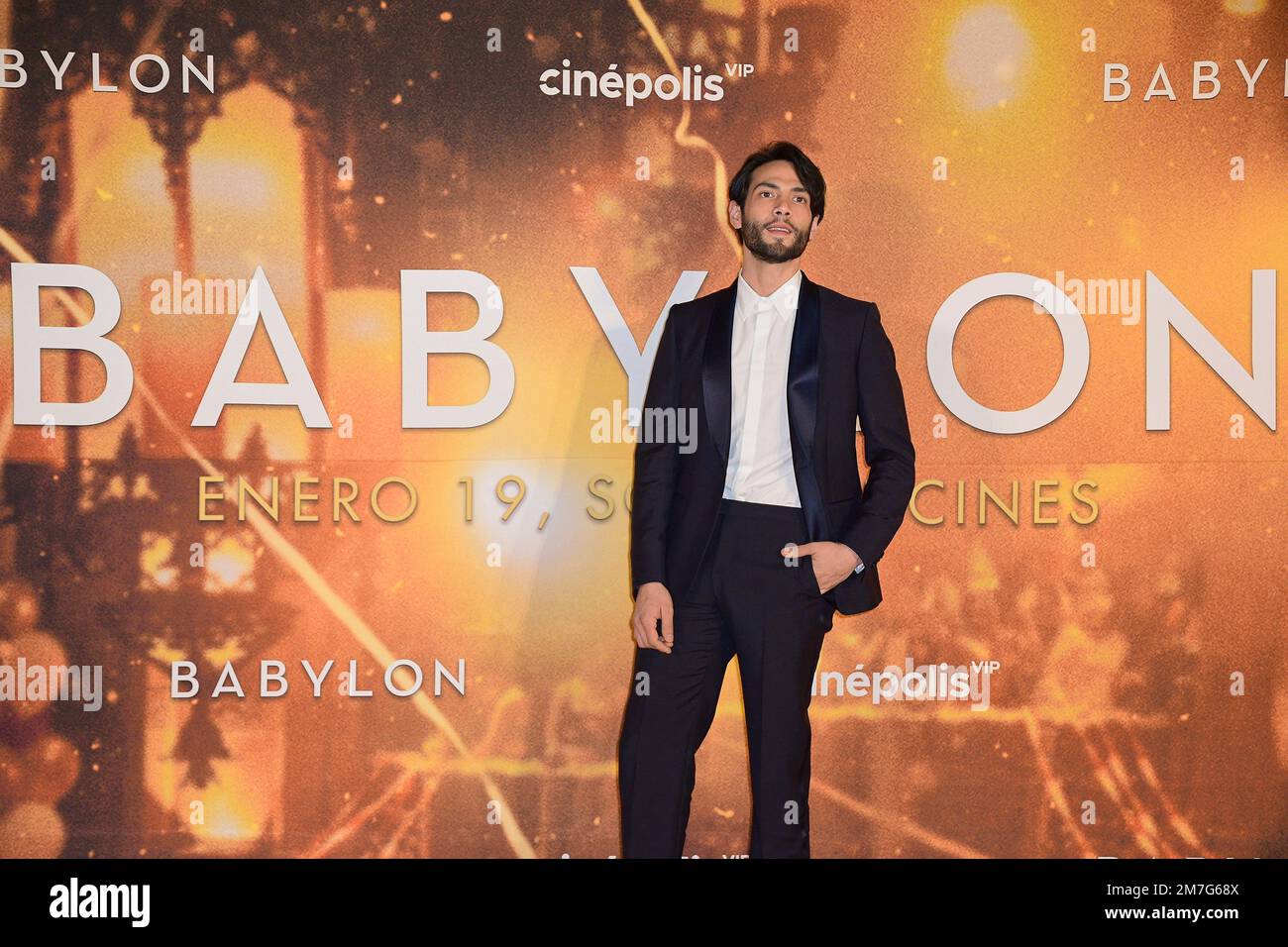 Mexico City, Mexico. 08th Jan, 2023. January 8, 2023, Mexico City, Mexico: Diego Calva attends the red carpet of the Babylon film premiere at Plaza Carso. on January 8, 2023 in Mexico City, Mexico. (Photo by Jaime Nogales/ Eyepix Group) (Photo by Eyepix/NurPhoto) Credit: NurPhoto SRL/Alamy Live News Stock Photo