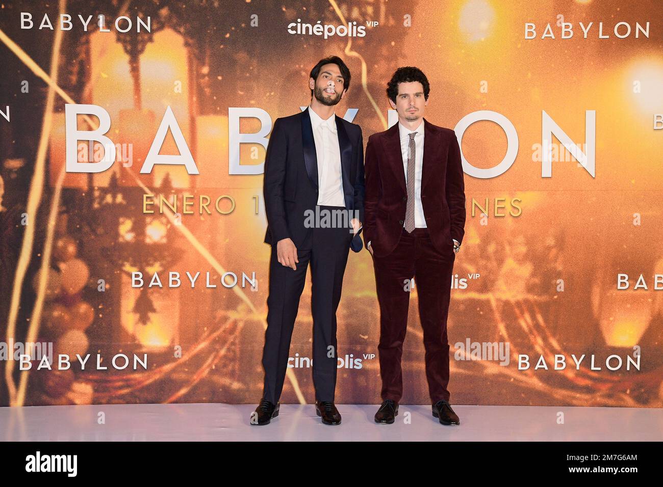 Mexico City, Mexico. 08th Jan, 2023. January 8, 2023, Mexico City, Mexico: Diego Calva, Damien Chazelle, attend the red carpet of the Babylon film premiere at Plaza Carso. on January 8, 2023 in Mexico City, Mexico. (Photo by Jaime Nogales/ Eyepix Group) (Photo by Eyepix/NurPhoto) Credit: NurPhoto SRL/Alamy Live News Stock Photo