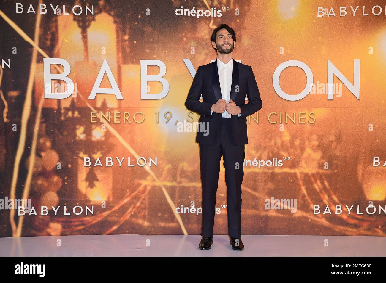 Mexico City, Mexico. 08th Jan, 2023. January 8, 2023, Mexico City, Mexico: Diego Calva attends the red carpet of the Babylon film premiere at Plaza Carso. on January 8, 2023 in Mexico City, Mexico. (Photo by Jaime Nogales/ Eyepix Group) (Photo by Eyepix/NurPhoto) Credit: NurPhoto SRL/Alamy Live News Stock Photo