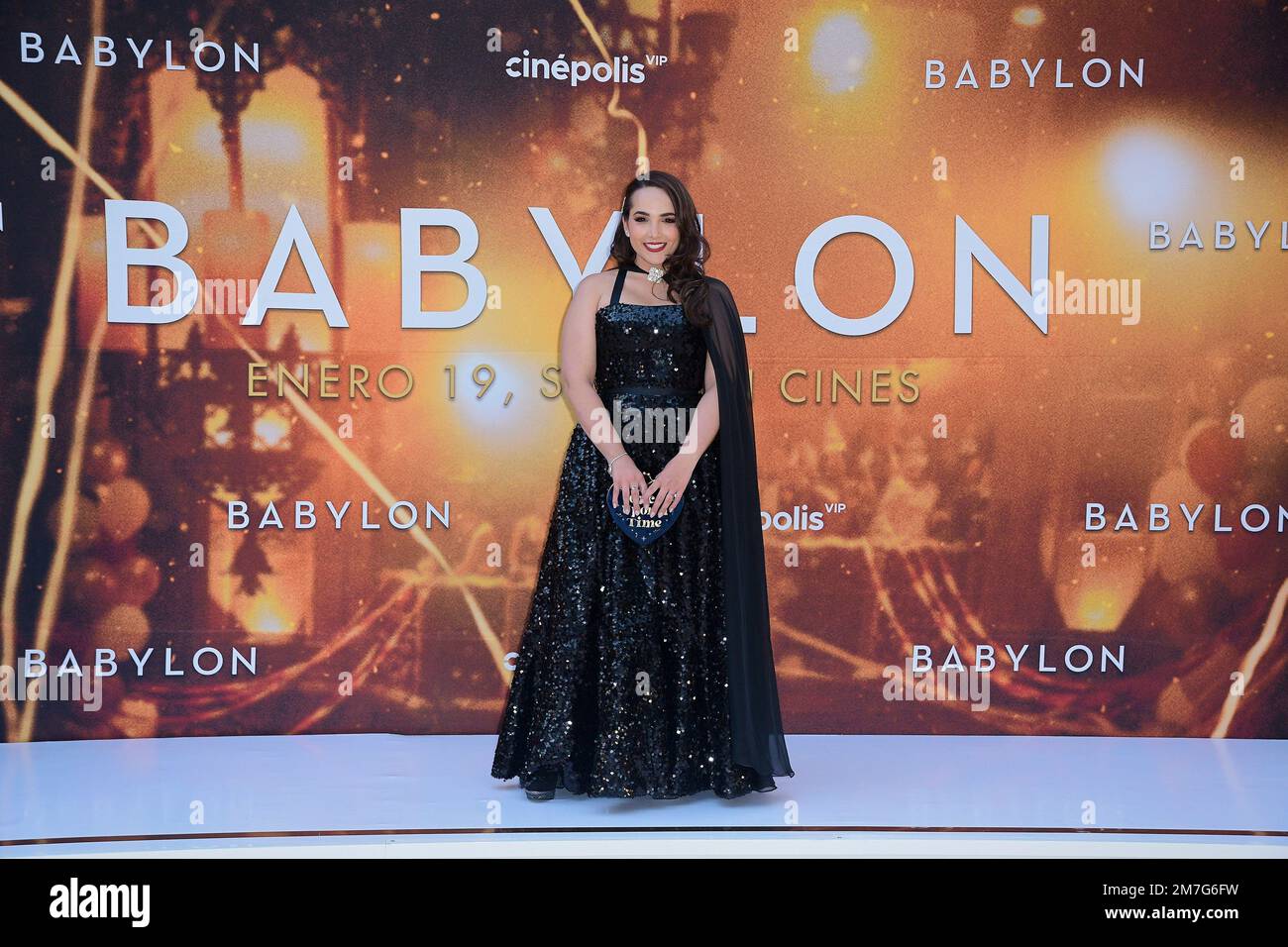 Mexico City, Mexico. 08th Jan, 2023. January 8, 2023, Mexico City, Mexico: Mafer Angulo attends the red carpet of the Babylon film premiere at Plaza Carso. on January 8, 2023 in Mexico City, Mexico. (Photo by Jaime Nogales/ Eyepix Group) (Photo by Eyepix/NurPhoto) Credit: NurPhoto SRL/Alamy Live News Stock Photo
