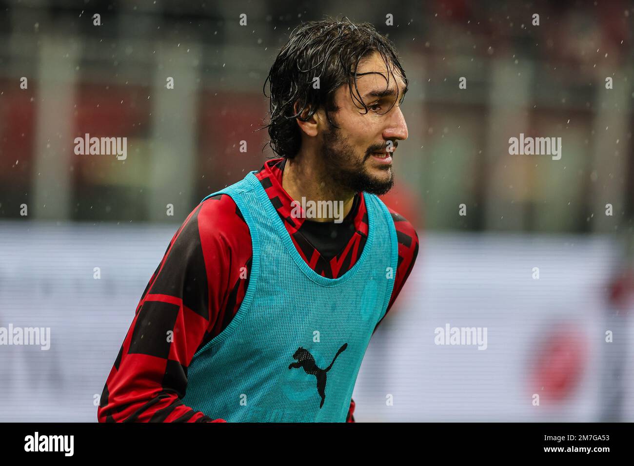 Yacine Adli Of Ac Milan Warms Up During Serie A 202223 Football Match Between Ac Milan And As 