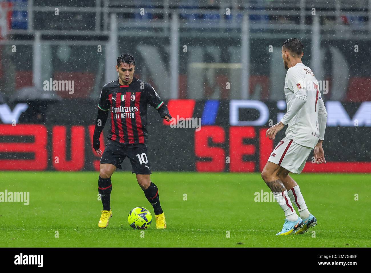 Brahim Diaz of AC Milan in action during Serie A 2022/23 football match between AC Milan and AS Roma at San Siro Stadium, Milan, Italy on January 08, Stock Photo