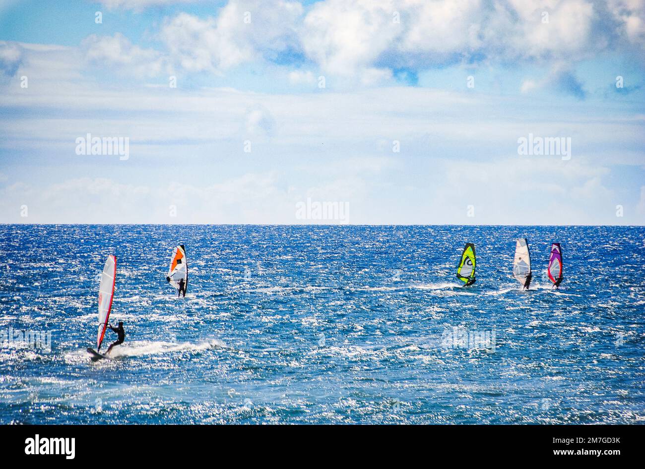 People windsurfing on Hookipa Beach, Maui, Hawaii, USA Stock Photo Alamy