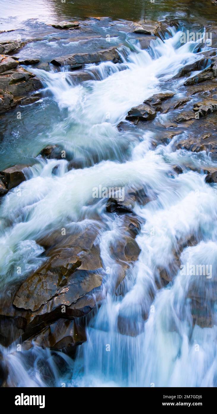 Yaremche waterfall, Prut mountain river in the Carpathians. Ukraine Stock Photo