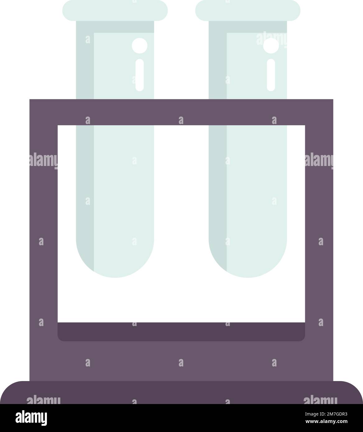 Test tube stand icon flat vector. Lab research. Genetic equipment isolated Stock Vector