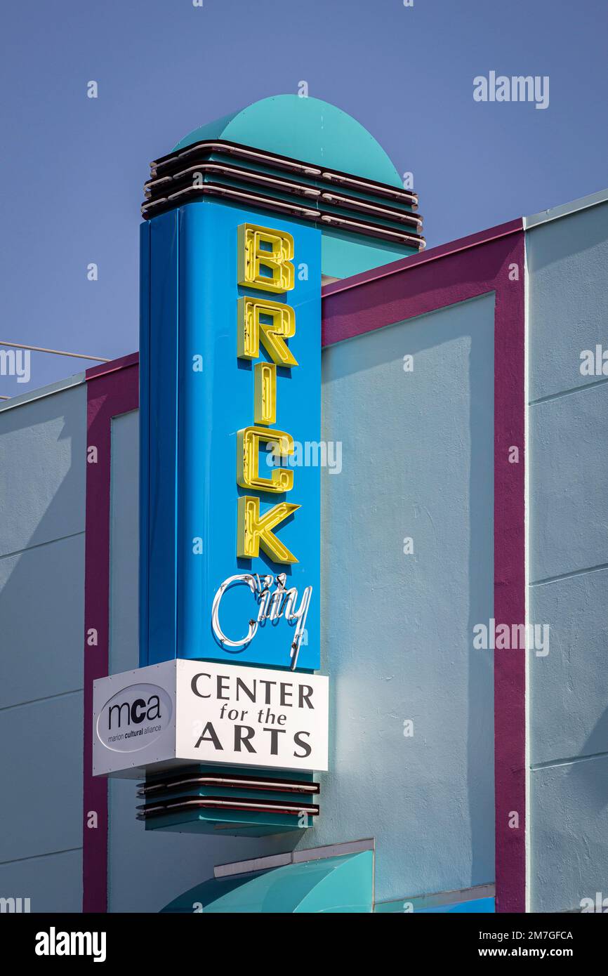 Photo of the sign of the Brick City Center for the Arts in Ocala Florida Stock Photo