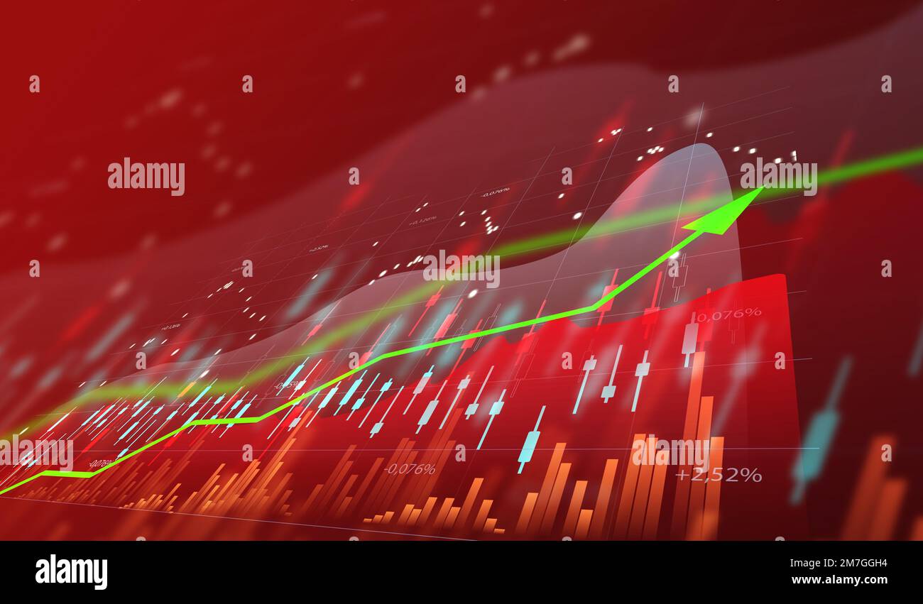 Financial chart with growing indicators, growth dynamics in business
