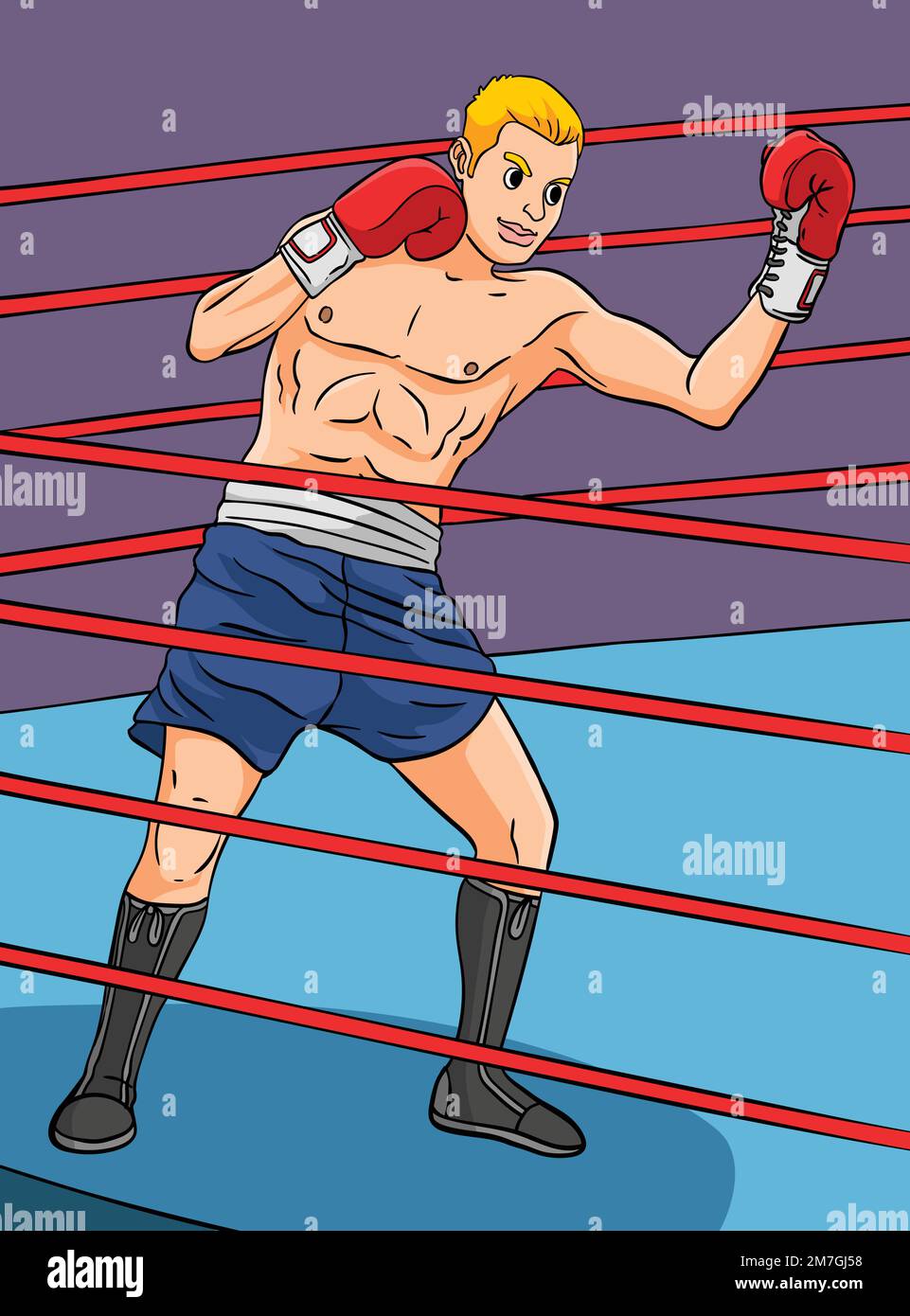 Boxing Sports Colored Cartoon Illustration Stock Vector Image & Art Alamy