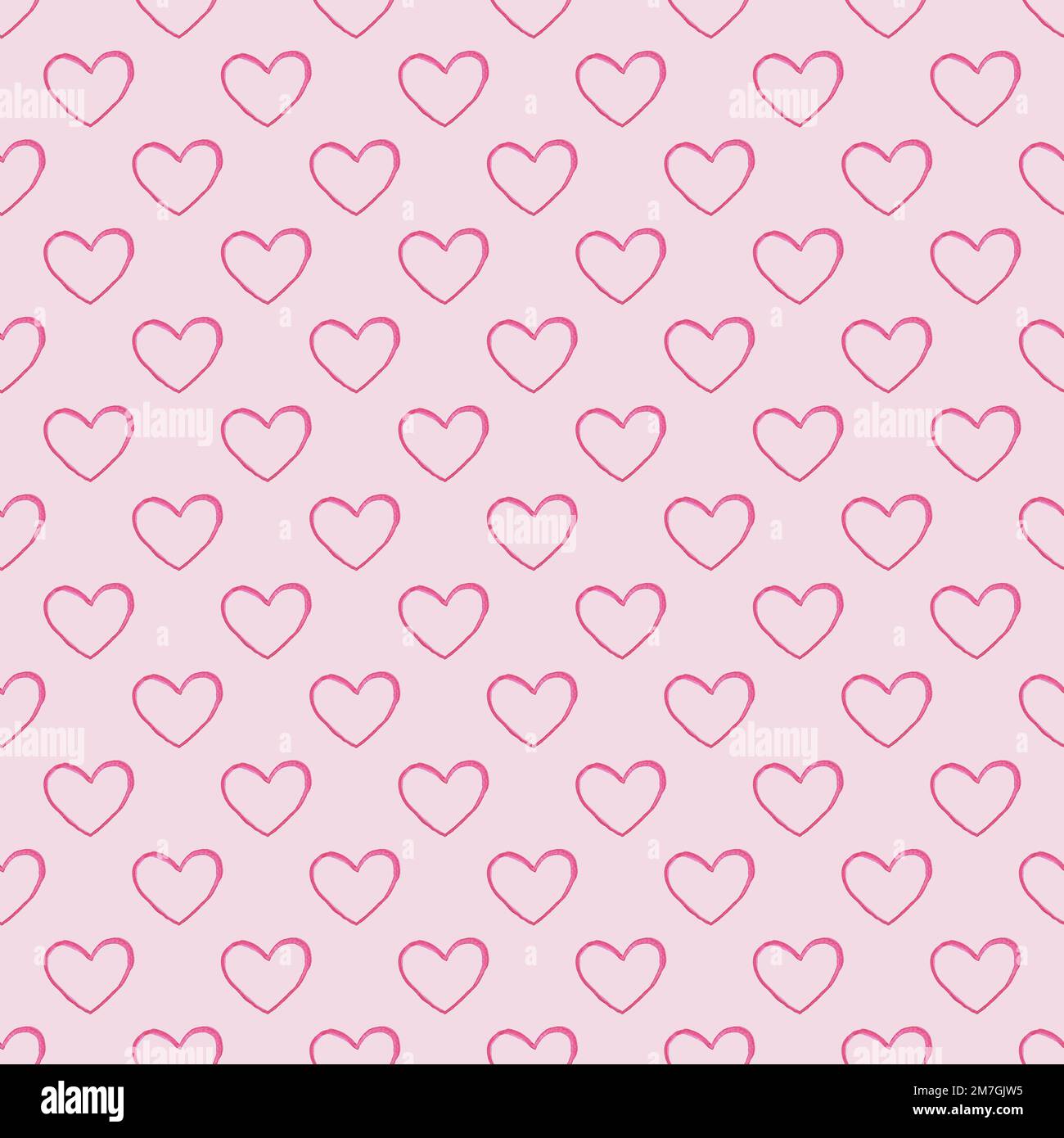 seamless hand-painted watercolor red hearts pattern on pink background ...