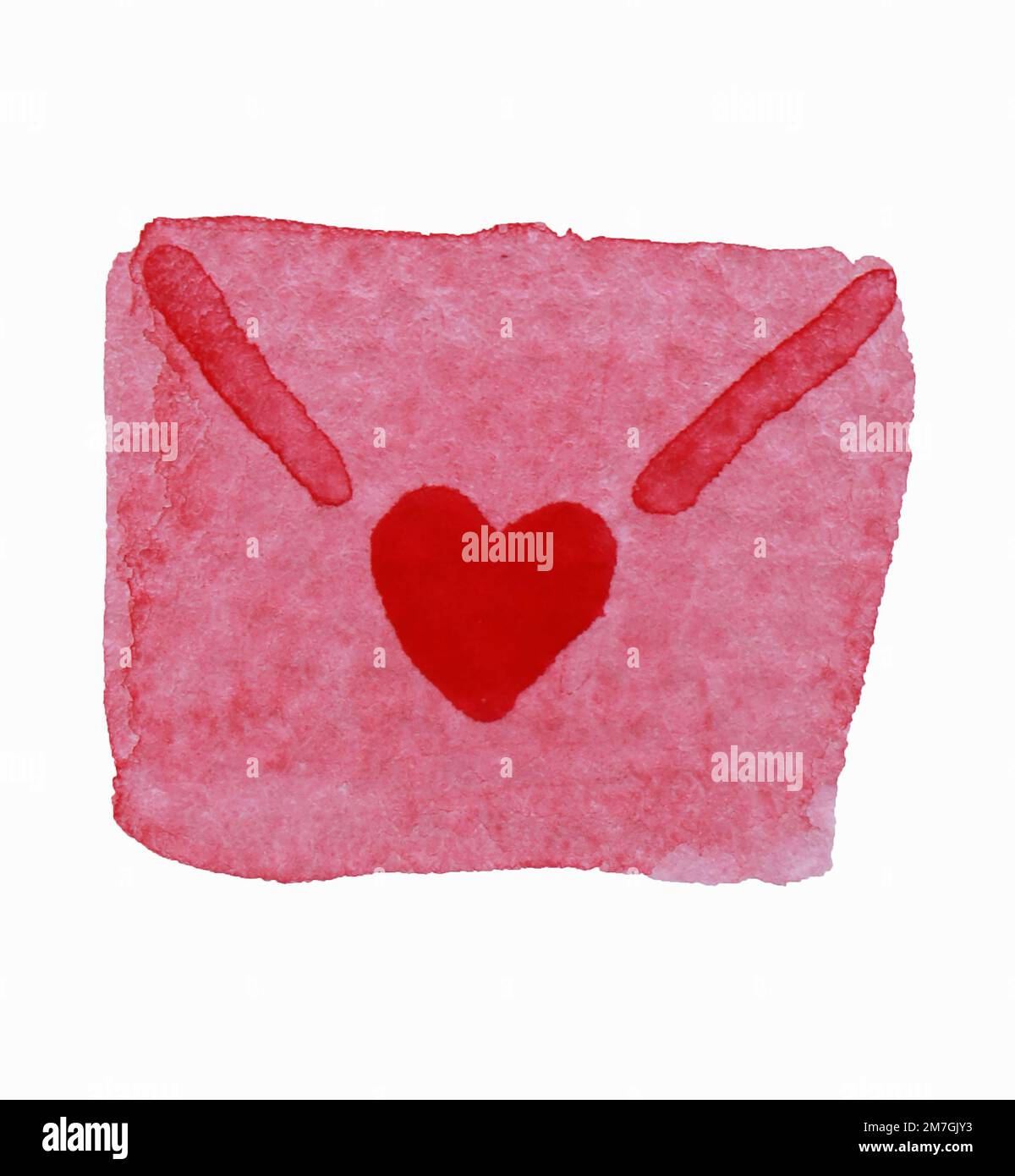 seamless hand-painted watercolor pink hearts envelope on white ...