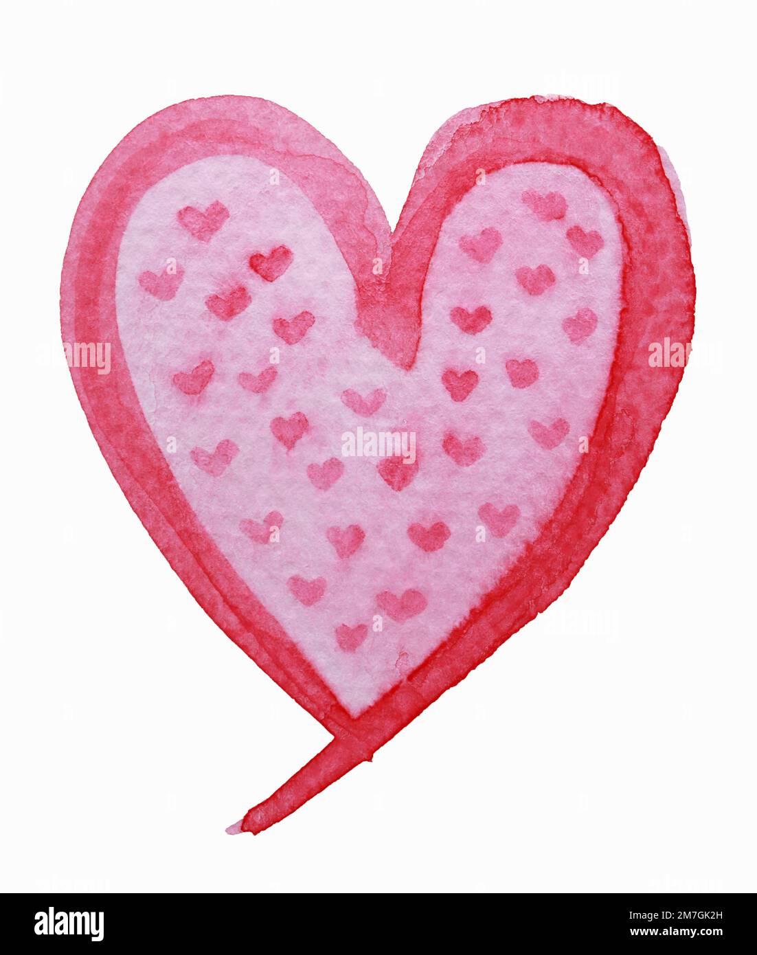 seamless hand-painted watercolor pink heart on white background Stock ...