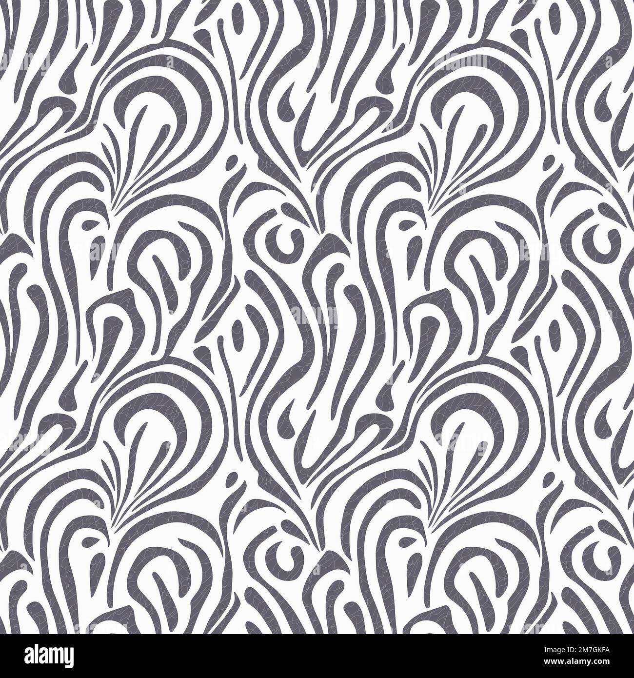 Seamless  texture. Grey wavy lines on white background. Muted tones Stock Photo