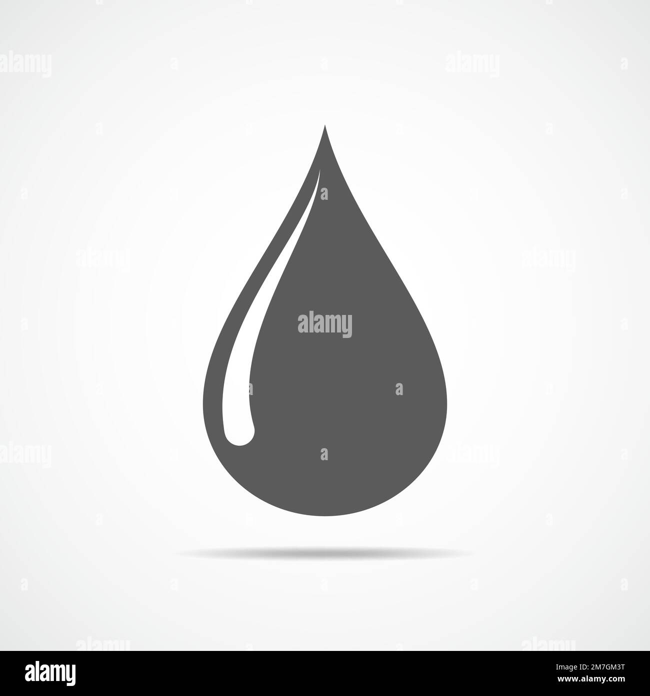 Gray drop icon in flat design. Vector illustration. Drop icon isolated on light background. Stock Vector