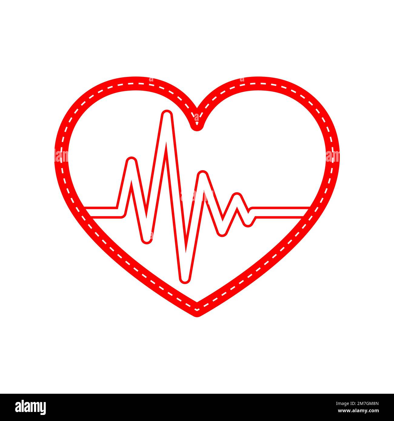 Red heart icon with sign heartbeat. Vector illustration. Heart in flat ...