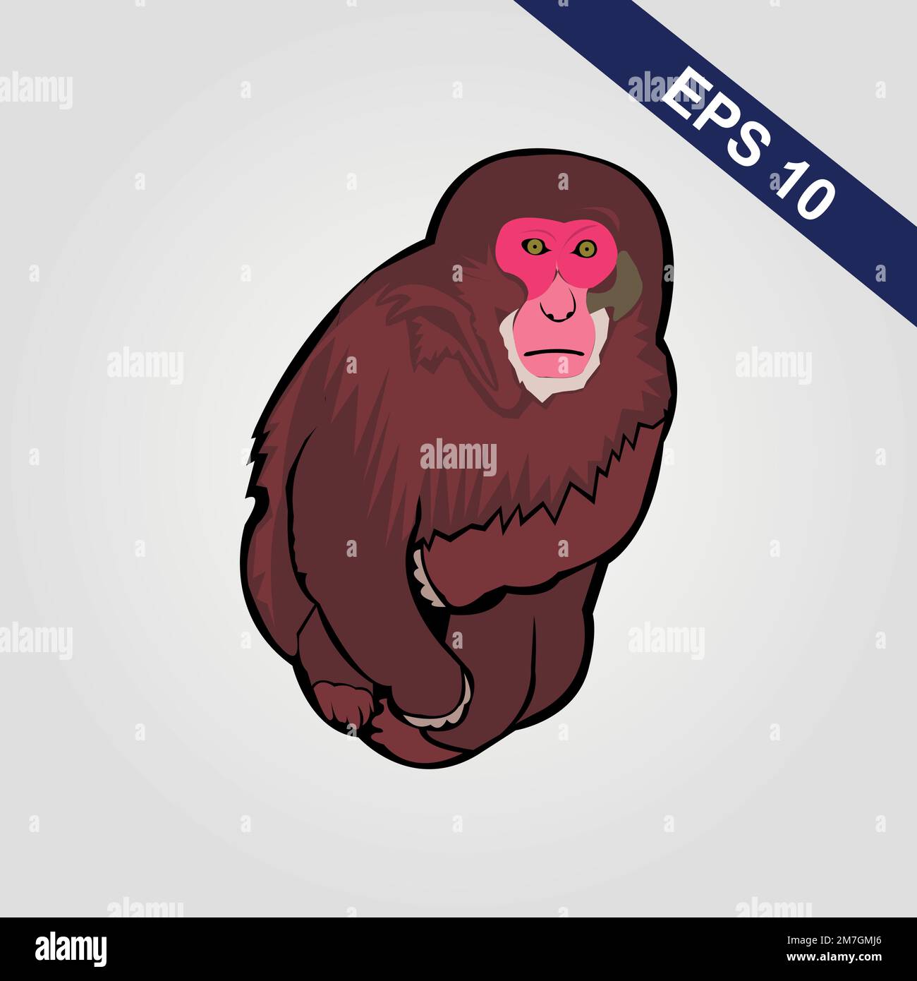 Cute monkey icon. Vector illustration isolated on a grey background. Stock Vector