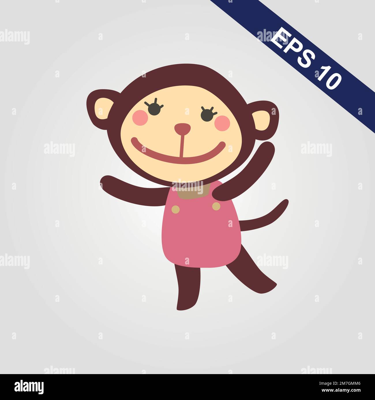 Cute monkey icon. Vector illustration isolated on a grey background. Stock Vector