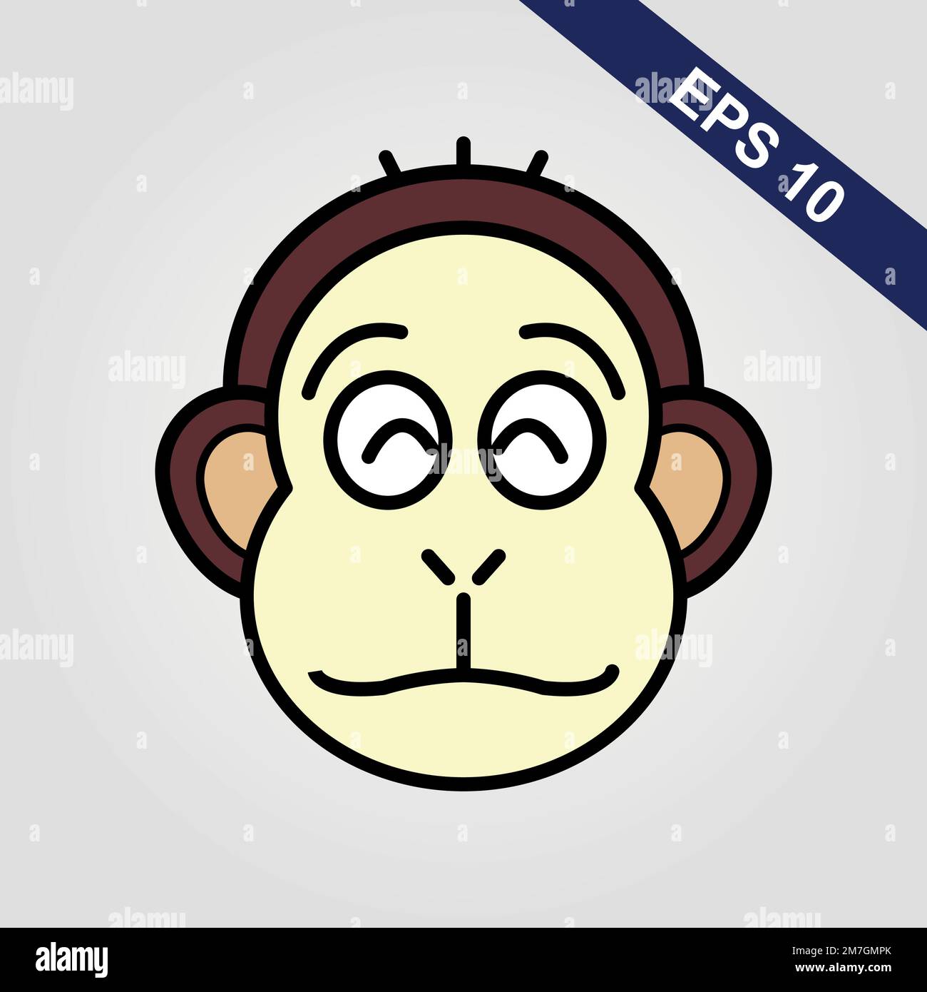 Cute monkey icon. Vector illustration isolated on a grey background. Stock Vector