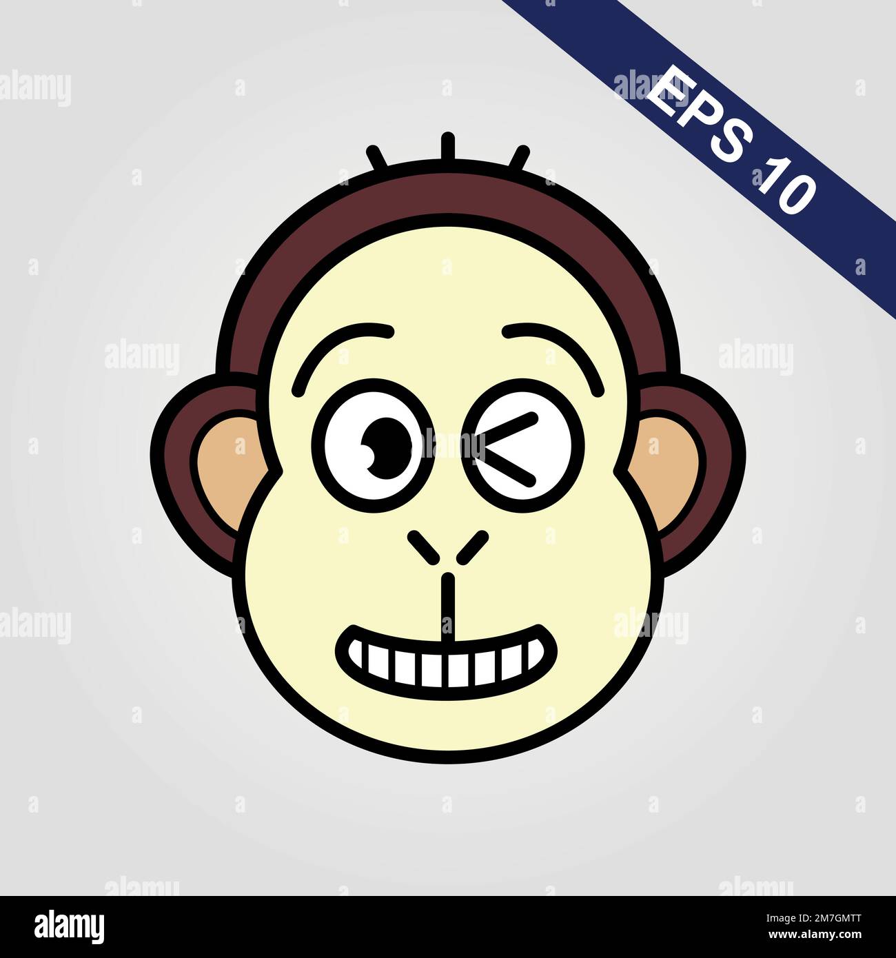 Cute monkey icon. Vector illustration isolated on a grey background ...