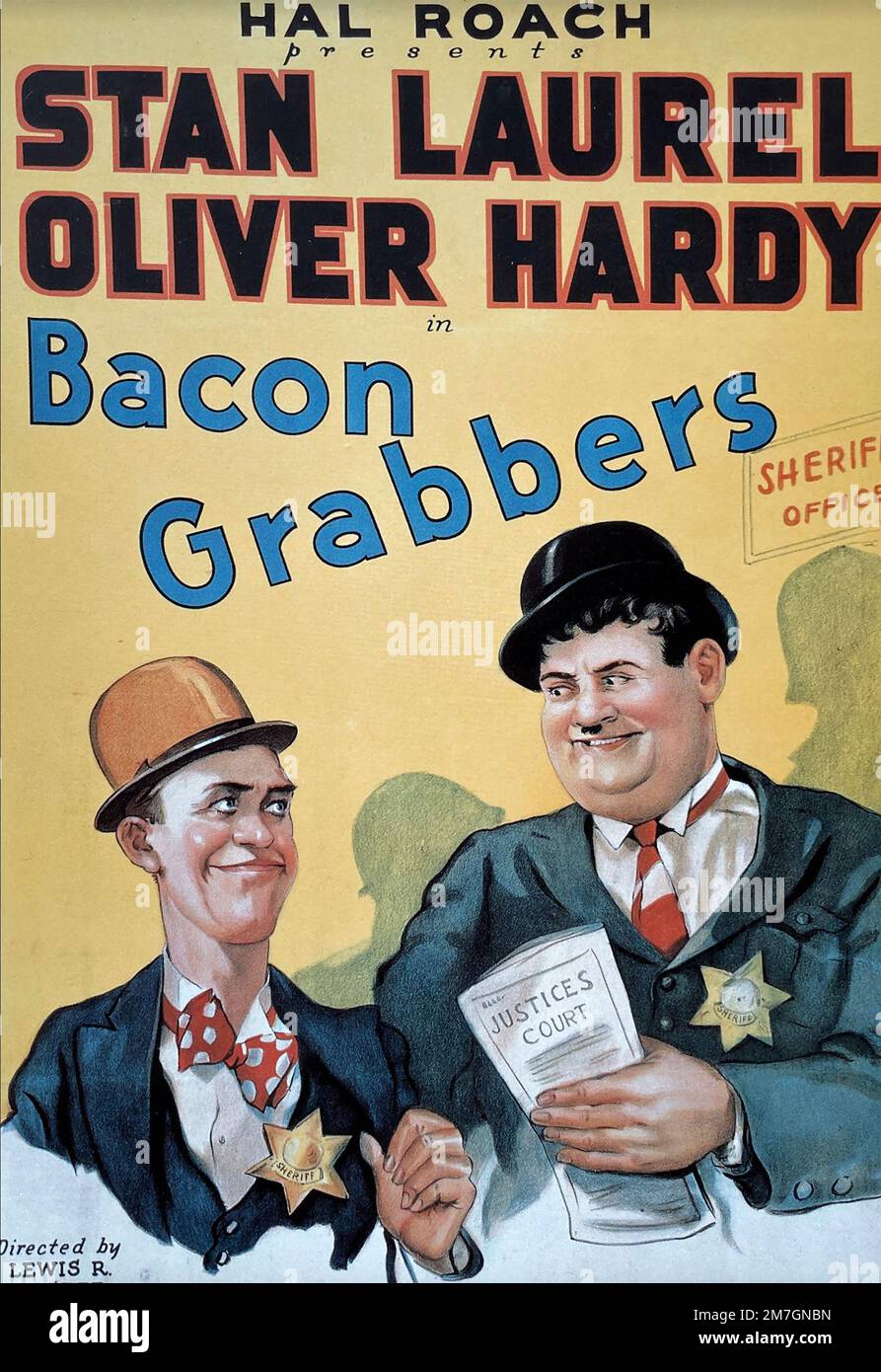 BACON GRABBERS 1929 silent MGM silent film with Laurel and Hardy Stock Photo