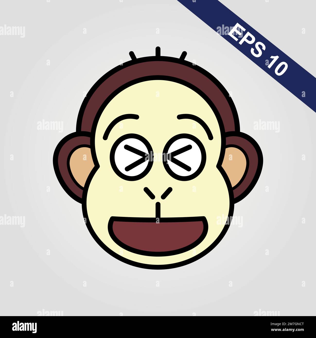 Cute monkey icon. Vector illustration isolated on a grey background ...