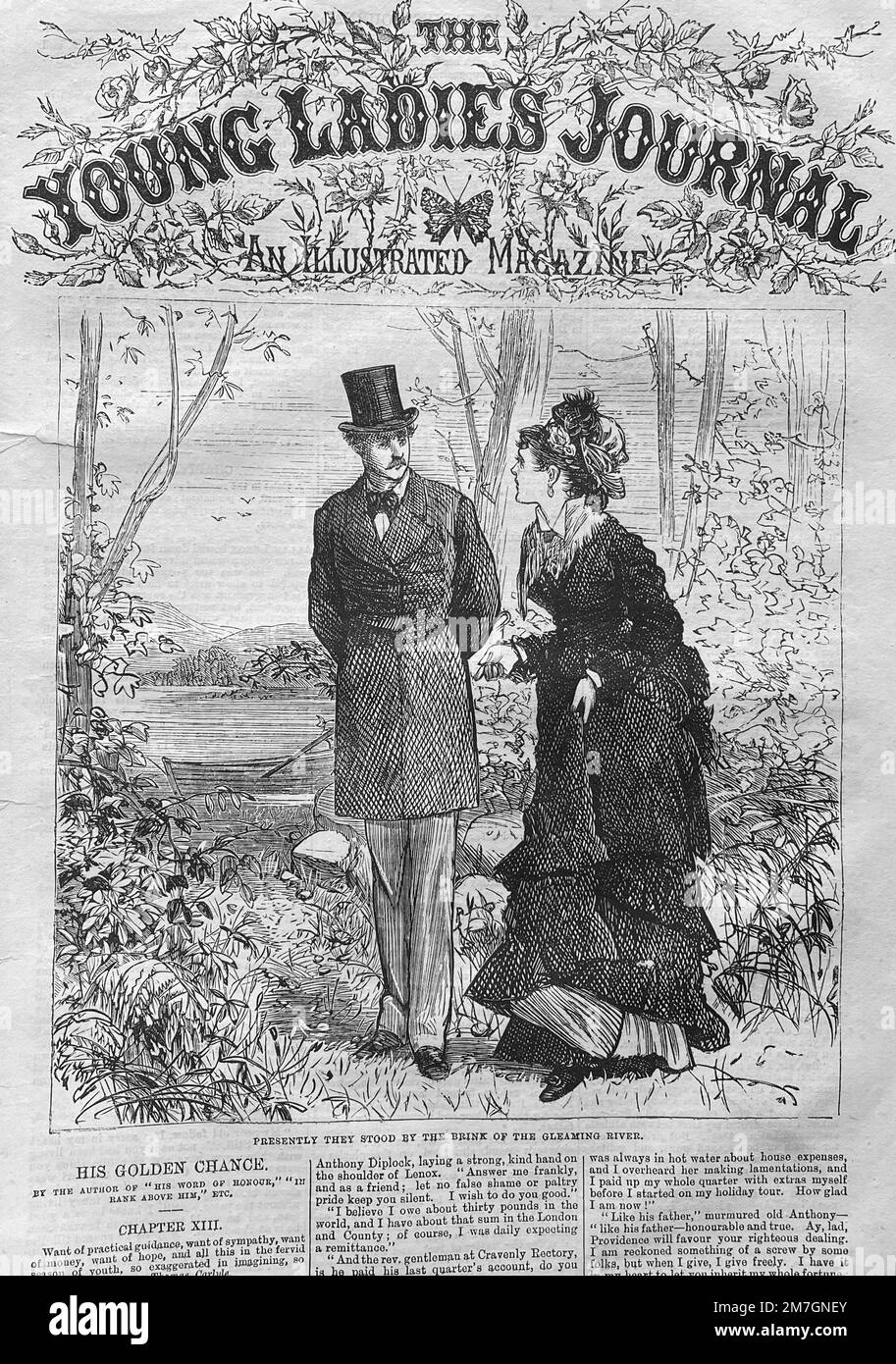 THE YOUNG LADIES' JOURNAL Mid-Victorian weekly penny magazine published by Edward Harrison and Edward Viles at Merton House in Salisbury Square, Fleet Street, London. Stock Photo