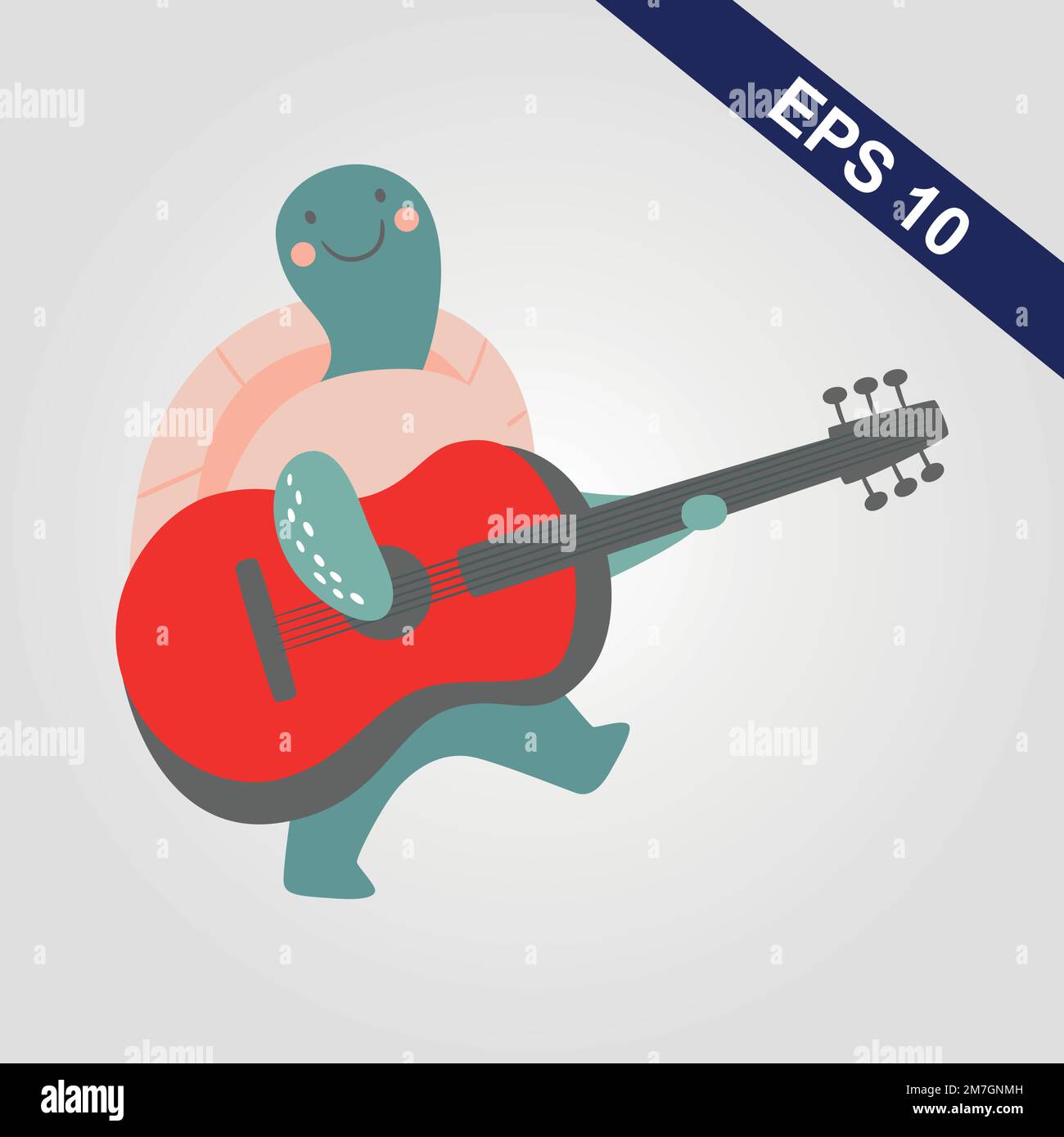 turtle Hippo with singing mouth Stock Vector