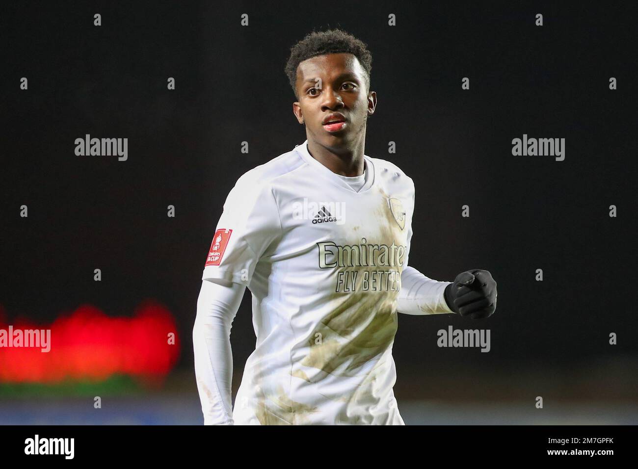Eddie Nketiah #14 of Arsenal during the Emirates FA Cup Third Round match Oxford United vs Arsenal at Kassam Stadium, Oxford, United Kingdom, 9th January 2023  (Photo by Gareth Evans/News Images) Stock Photo