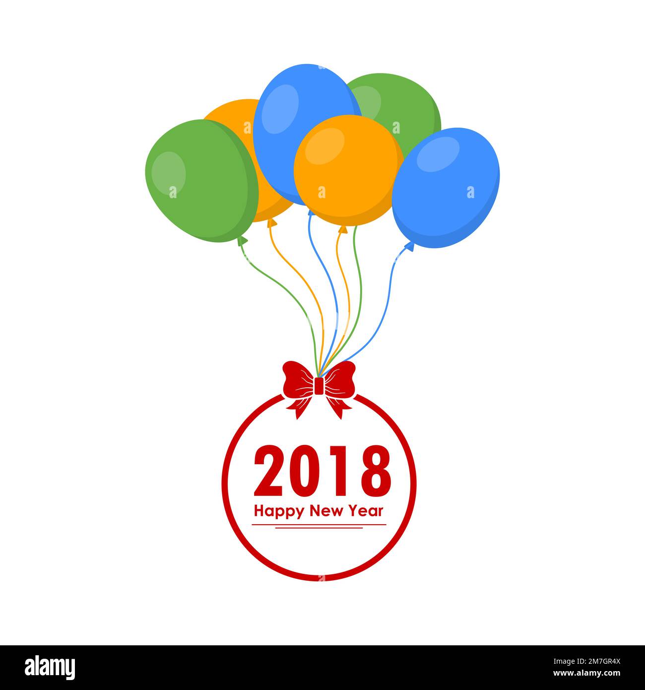 Happy New Year 2018. Greeting card with colored balloons and Christmas ...