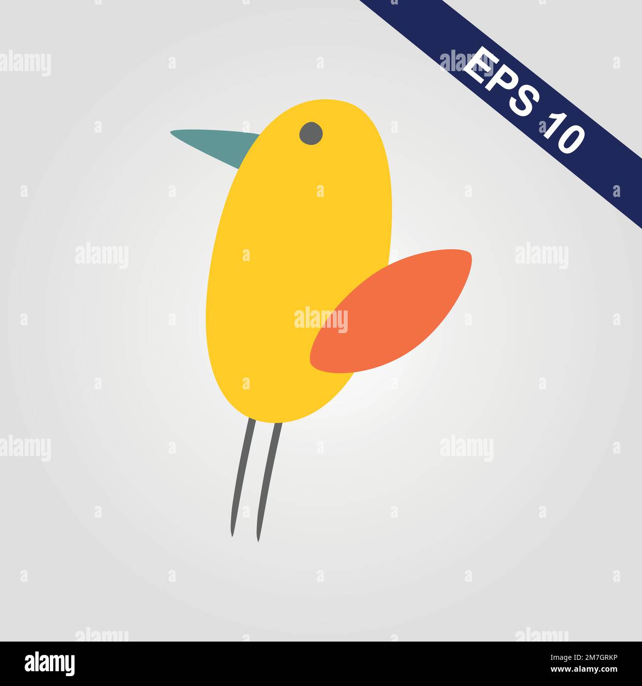 Vector illustration of a bright tropical bird tweety  on a grey background. Colorful icon of tropical nature. Stock Vector
