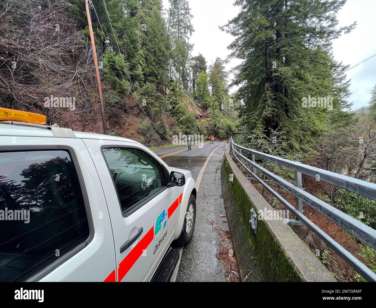 Ben Lomond, USA. 09th Jan, 2023. View of Highway 9 in Ben Lomond, Calif