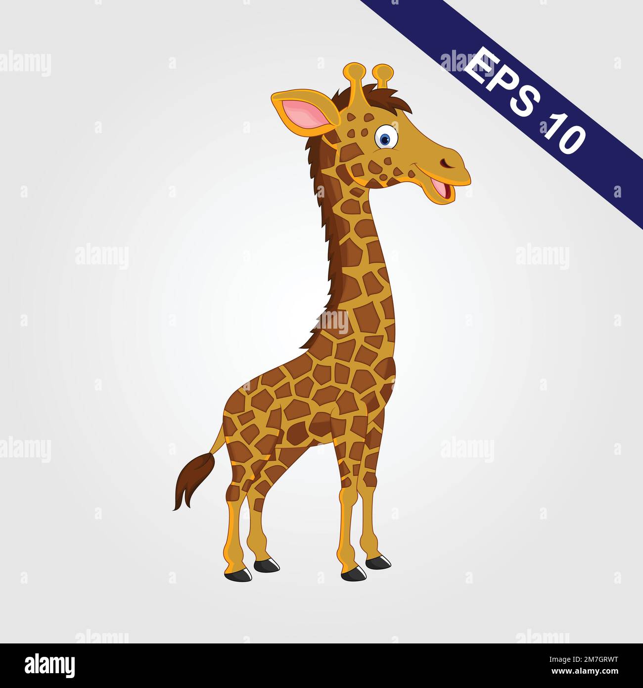Cute cartoon trendy design little giraffe with closed eyes. African