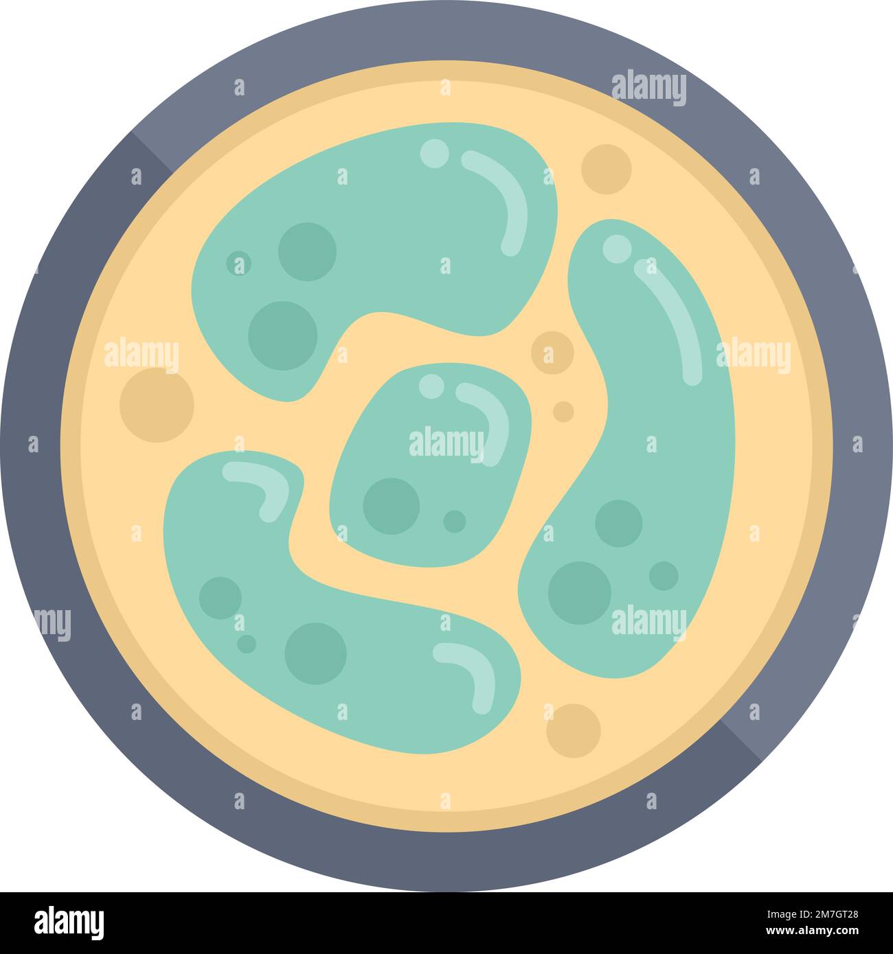 Bacteria icon flat vector. Petri dish. Cell medicine isolated Stock