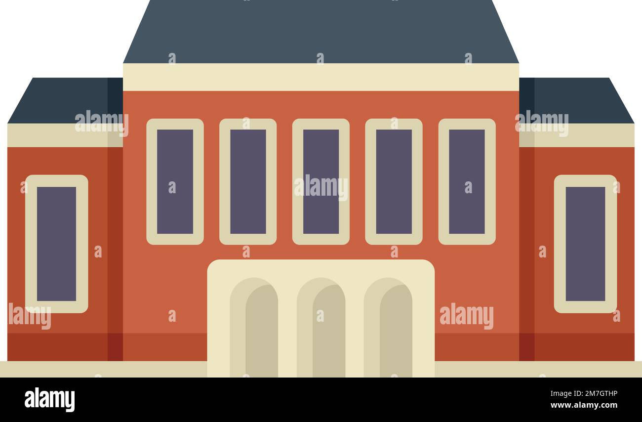 School building icon flat vector. Campus college. City park isolated ...