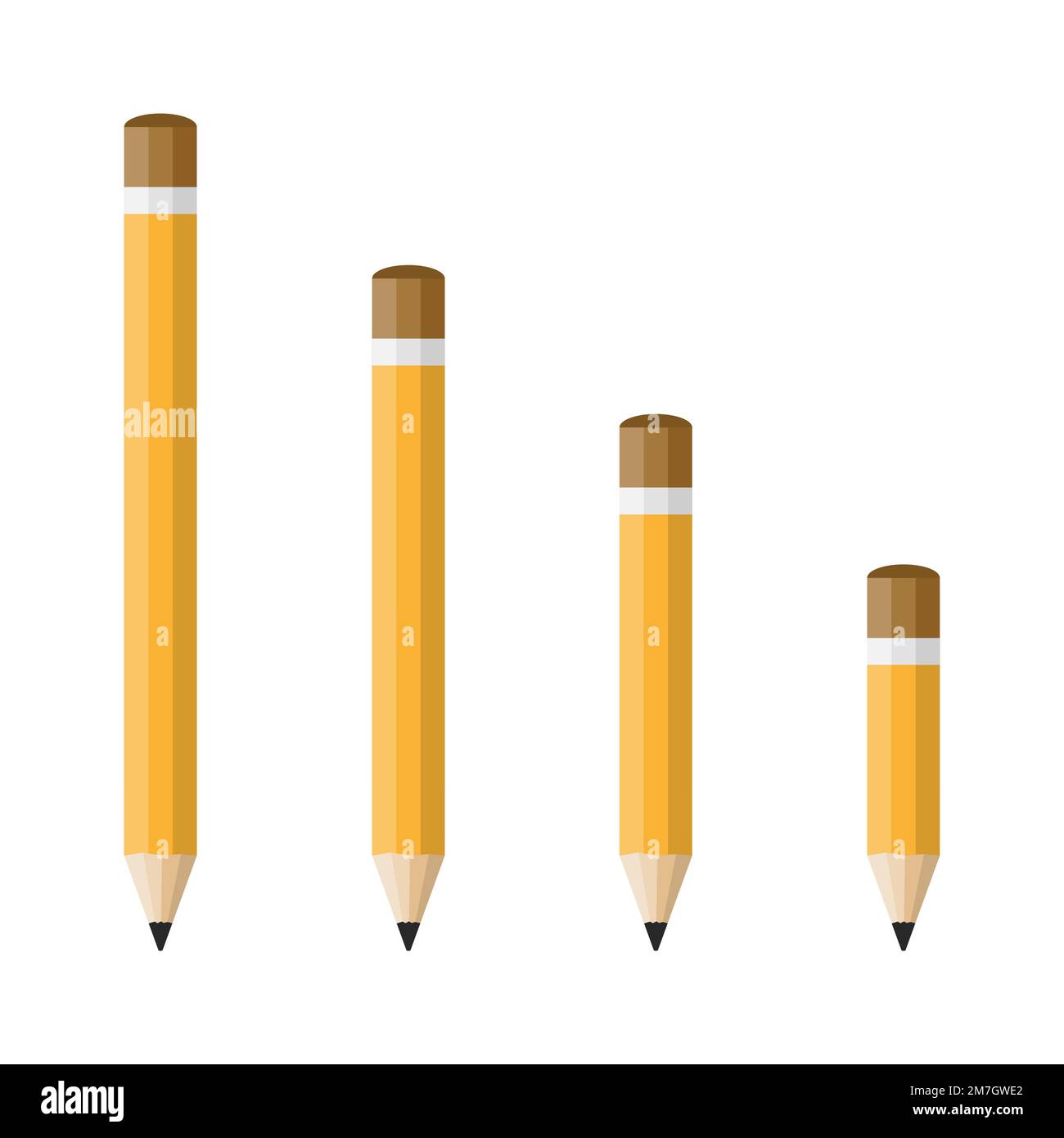 Icons of pencils in a flat design. Vector illustration. Pencils of