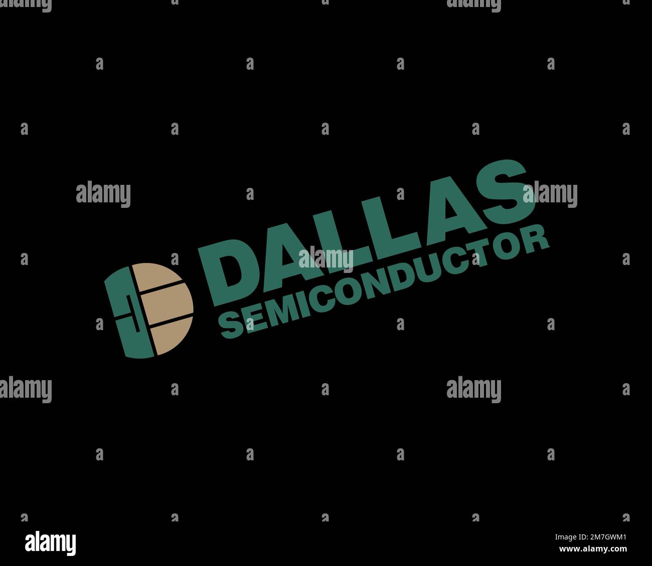 Dallas Semiconductor, rotated logo, black background Stock Photo Alamy