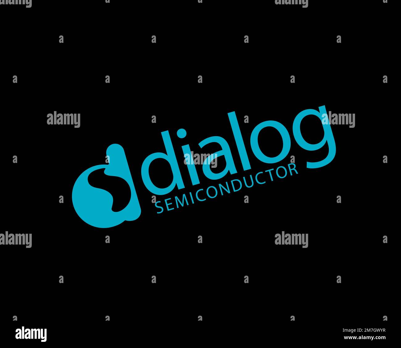 Dialog Semiconductor, rotated logo, black background Stock Photo Alamy