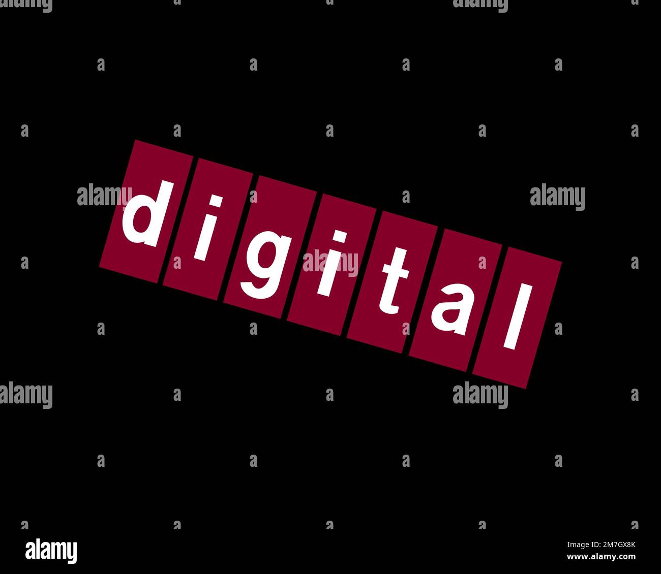 Digital Equipment Corporation, rotated logo, black background B Stock