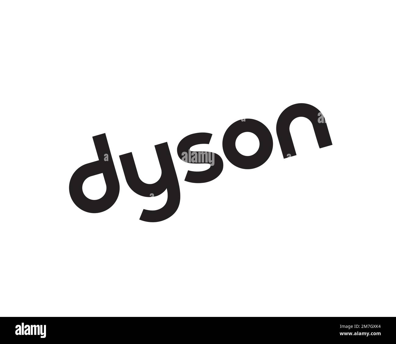 Dyson company, rotated logo, white background Stock Photo