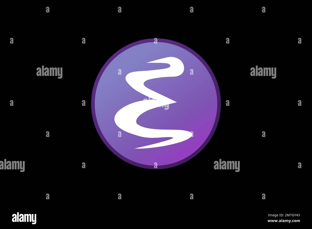 Emacs, Logo, Black background Stock Photo